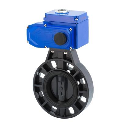 China Newest General Design DC 12V CPVC Good Quality Plastic Modulating Butterfly Valve Motorized for sale