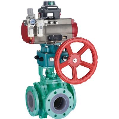 China General Factory Manufacturing Various Corrosion Resistant Fluorine Lining PTFE Three Way Ball Valve for sale