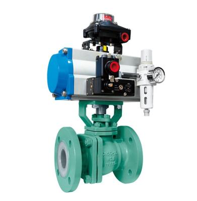 China General Widely Used Superior Quality Cast Fluorine Steel Pneumatic Lined Ball Valve With Actuator for sale