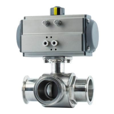 China General hot sale single flange design three way ball valve sanitary stainless steel for sale