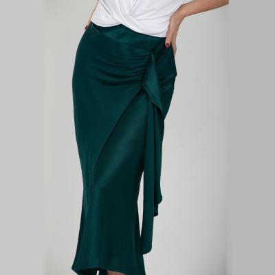 China Anti-Static Women Summer Waist Side Sash Casual Elegant Midi Elastic Pencil Top Skirts for sale