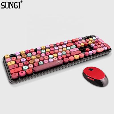 China Colorful Keys Normal Kerboard And Ergonomic Mixed Colored Round Combo Full Color Multimedia Keyboard Mouse Combos Mouse Usb Wireless Key For Women Girl Kid for sale