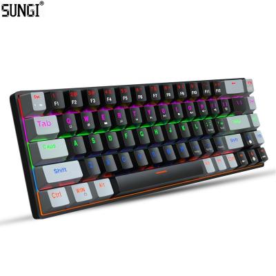 China Real Wireless Mechanical Keyboard Gaming Type-C Wireless RGB LED Backlight Left Axis Wired Mechanical Keyboard 68 Keys For Desktop Te koop