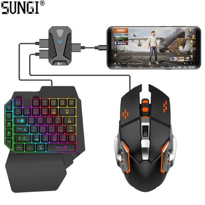 China For Mobile Game 4 in 1 One Hand Gaming Keyboard and Mouse Backlight Bluetooths Wireless Game Converter for Android IOS FPS Mobile Phone en venta