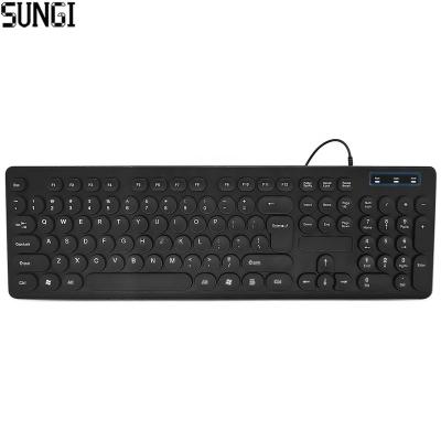 China Cheapest Numeric Keypad Large Keyboard Wired USB Traditional USB Wired Keyboards Round Keys For Office With Numeric Keypad for sale