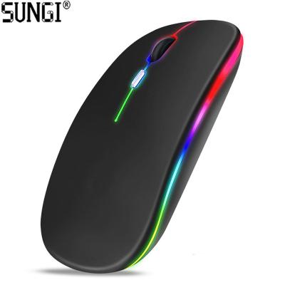 China Free Sample Wireless Rechargeable 2.4Ghz Wireless Mouse Silent Computer Mouse With RGB LED Colorful Light en venta