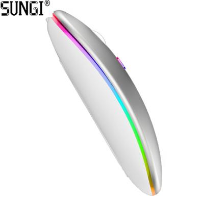 China Wireless Action Mini Rechargeable Wireless Mouse Ultra-Thin Silent Mute LED Lights Computer Laptop RGB Wireless Gaming Mouse en venta