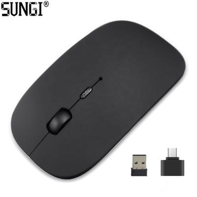 中国 Free Sample Good Quality Super Slim 2.4Ghz Computer Optical Wireless Mouse 1600 DPI With USB To Type-C Converter For Phone 販売のため