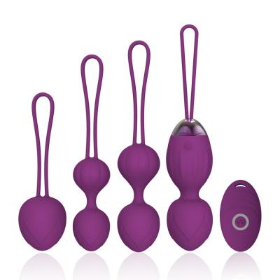 China 3 In1 Kegel Exercise Weight Set Ben Wa Balls Weighted Vibrating Kegel Exercise Balls Set To Tighten Vaginal Remote Control Kegel Balls For Women for sale