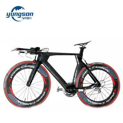 China Super Quality Full Carbon Fiber TT Lightweight Bike Customized Logo Carbon Frame Road Bicycle With Handlebar for sale