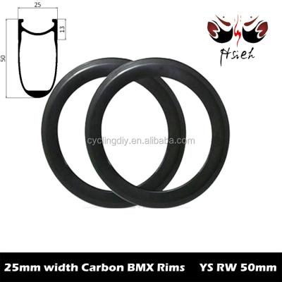 China Toray T700 Full Carbon Fiber 20er Kid's Deep Carbon Rims 50mm Wide 25mm Wide, ETRTO Drawing 406mm Carbon BMX Rims For Cheap for sale