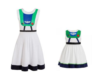 China 2021 Breathable Woodland Toy Story Buzz Lightyear Summer Outfits Boat Neck Falbala Top And Skirt Set Mommy And Me Sets Summer for sale