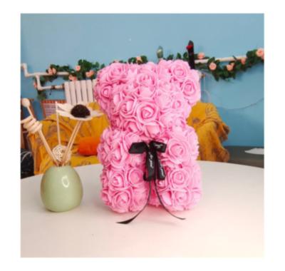 China PE best selling plastic rose bear artificial teddy bear flower rose valentine for sale