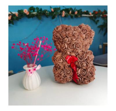 China Artificial PE Foam Rose Rose Flower Handmade Teddy Bear Gift for sale