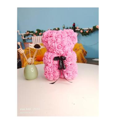 China Custom PE Rose Bear Valentine's Day Artificial Flower PE Rose Bear With Gift Box for sale