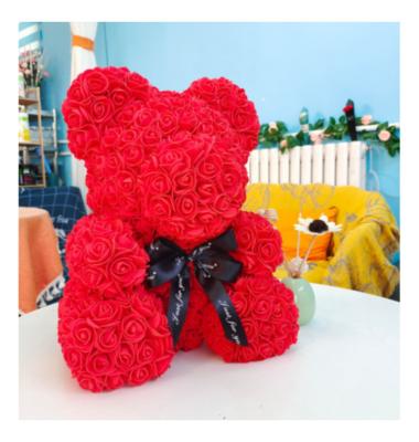 China PE DIY Teddy Rose Bear with Artificial Rose Flower Box PE Bear Valentine's Day Gift for Girlfriend for sale