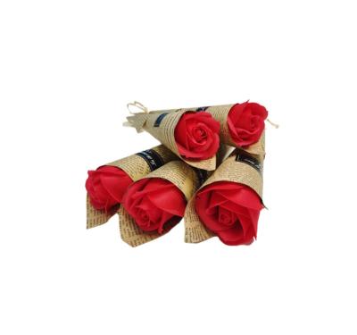 China Beautiful Washable High End Netting Flower Rose Natural Simple Soap Flower Soap Branch for sale