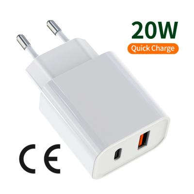 China CE ETL Dual USB Wall Charger Tech Electric Phone Cargador Cell Phone Fast Charger 20W PD&QC3.0 for ipad pro for sale