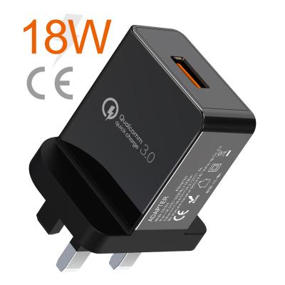 China Mobile Phone UKCA QC 3.0 Pin Plug Fast UK 3 Pin Plug USB Charger Wall Travel Charger Mobile Phones With ETL CE FCC Certified for sale