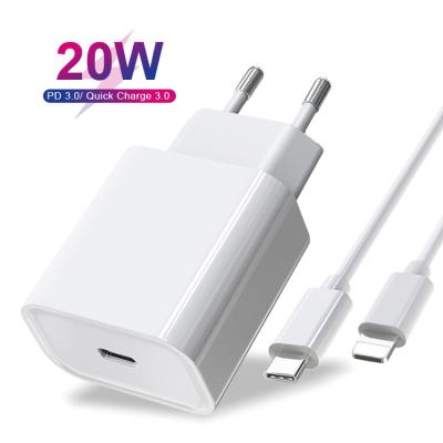 China New Arrival 9V 2.22A 20W Fast Charging Cube Charger 20W Palladium Palladium Type C Wall Charger Power Dual Port Adapter For iPhone 12 Mini Pro Max for sale