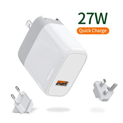 China 27W Mobile Phone Fast Charger For Wireless Charger Single Left Fast QC3.0 Charger For Cell Phones 2020 for sale