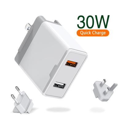 China QC 3.0 Mini Charger Quick Charge 2020 New Arrivals US/UK /EU Standard USB C Palladium Dual Port Charger for sale