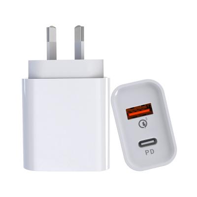 China 2020 New Product Au Plug 18W USB-C Dual Port PD Charger Adapter for sale