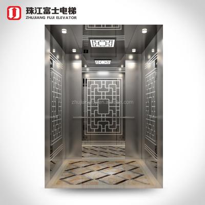 China ZhuJiangFuji contemporary professional 8 people commercial elevator safty passenger etching elevator cabin for sale