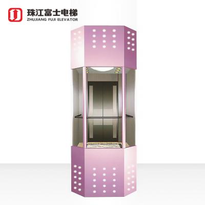 China Modern Elevator Three Side Square Panoramic Glass Elevator Price Brand Fuji Elevator Outdoor Mini Elevator for sale