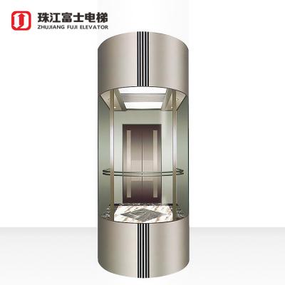 China Modern Fuji brand outside panorama 800kg capsule glass elevator hi-tech glass sight seeing passenger building elevator for sale