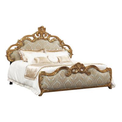 China (Others)Bedroom Furniture Design Classic Gold Leaf Adjustable High End Solid Wood Luxury Queen Beds for sale