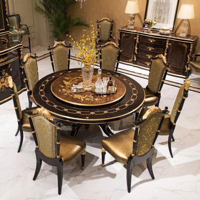 China (Other)Adjustable High Quality Luxury Dining Sets Furniture Antique Classic Wooden Round Dining Tables for sale