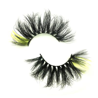 China Wholesale 25mm 3d Mink Eyelashes Colored By Two Faux Mink Eyelash 22mm Full Band Lashes Vendor Fluffy Blue With Colors for sale