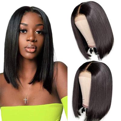 China 13X6 Sheer Gorgeous Straight Lace Front Wig Silky Straight Mink Straight Virgin Lace Front Human Hair Wig 12 Inches for sale