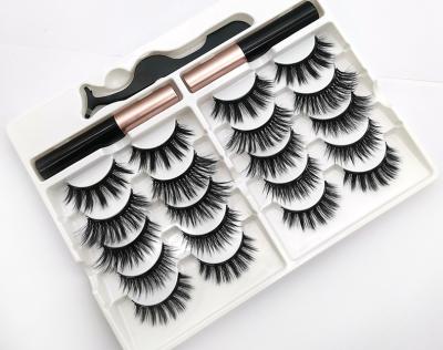 China Good Quality Magnetic Eyelashes 5 Magnets Mink Or Synthetic Magnetic Lashes With Eyeliner Kit Private Label Packaging for sale