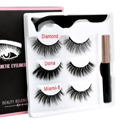 China Magnetic Box 3d Mink Magnetic Eyelashes With Eyeliner Magnetic Custom Eyeliner Good Quality False Eyelashes Magnetic Box for sale