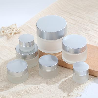 China Frost Right Side Glass Cream Jar Personal Care 5ml 10ml 20ml 30ml Sample Jar Custom Glass Candle Bottle for sale