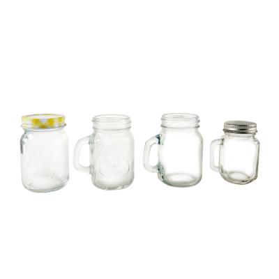 China 60ml 2oz Mini Small Viable Glass Mason Jar Handle Bubble Tea Mason Jar for sale