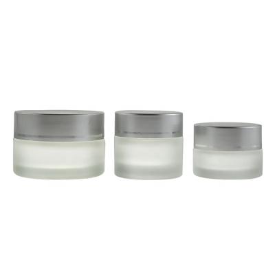 China Frost Right Side Glass Cream Jar Personal Care 5ml 10ml 20ml 30ml Sample Jar Custom Glass Candle Bottle for sale