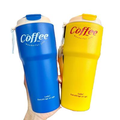 China WITH LID 620ml Double Wall 304 Stainless Steel Eco-friendly Travel Coffee Mug Vacuum Insulated Reusable Tumbler  with Strap for sale