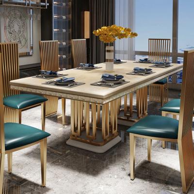 China HDX 2021 Luxury Latest Fashion Simplicity Convertible Dining Table 8 Chairs Set for sale