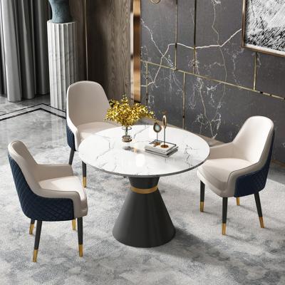 China New Design Foldable Dining Furniture Luxury Dining Table Designs Marble Table Top With Turntable for sale