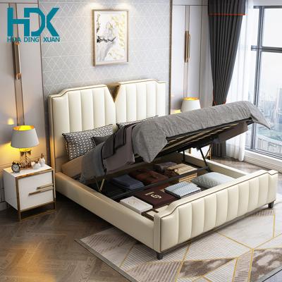 China (Other) 2021 newest design whit bed modern luxury storage beds adjustable leather bed for sale