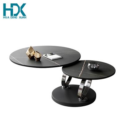 China HDX Stainless Steel(Others) Double Adjustable Countertops Design Elegant Round Coffee Table Living Room Furniture for sale