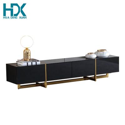 China (Other) Adjustable Modern Luxury Gold Stainless Steel Frame Solid Wood Coffee Table Set Elegant Tea Table and TV Cabinet with Large Drawer Storage for sale