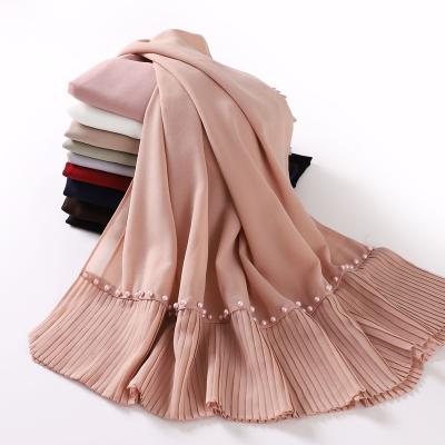 China High Quality Thick Head Scarf Malaysia Tudung Headwrap Luxurious Solid Korean Chiffon Hijab Daily Wear Fashion for sale