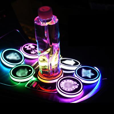 China Bright Led Acrylic+LED Car Water Coaster Non-slip Colorful Smart Water Cup Light for sale