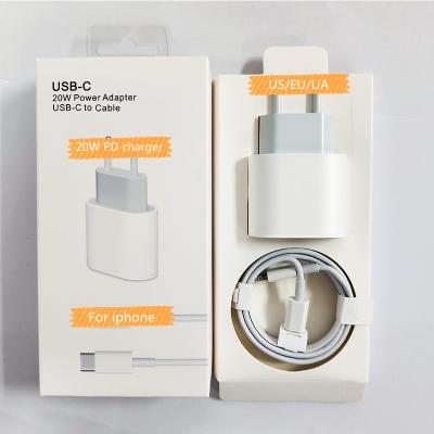 China Original Mobile Phone USB-C QC3.0 18W 20W PD Wall Travel Charger Kit EU UK US Plug Charger With Cable For iPhone 13 Fast Charging for sale