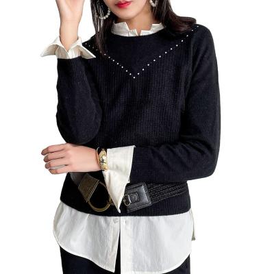 China Custom Wholesale High Quality Round Neck Anti-wrinkle Knit Lady Cashmere Sweater for sale