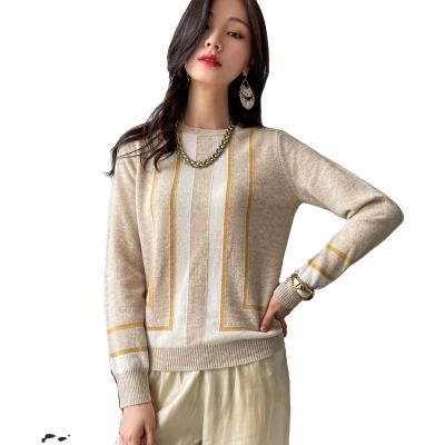 China Anti-wrinkle vertical stripes knit cashmere sweaters sweater casual wholesale women fashionable sweater winter for sale